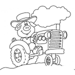 Dibujo para colorear Colorear Cochinito En Tractor