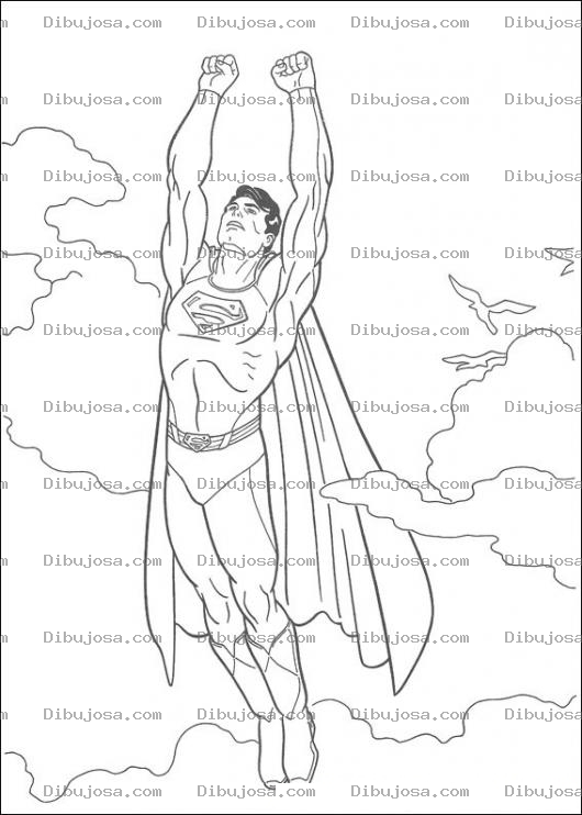 Dibujo para colorear Superman volando al cielo