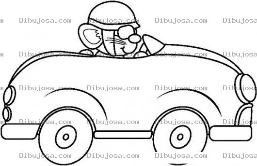 Dibujo para colorear Raton En Carro Para Colorear