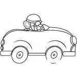 Dibujo para colorear Raton En Carro Para Colorear