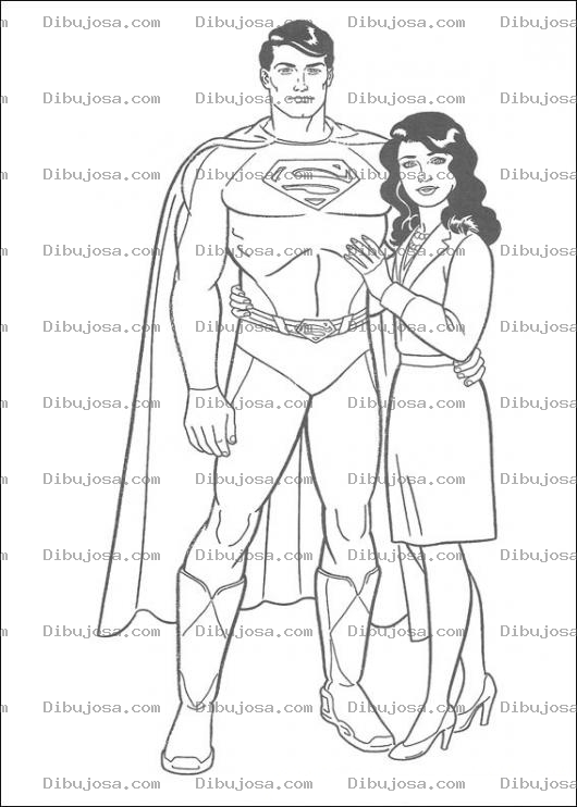 Dibujo para colorear Superman con su novia