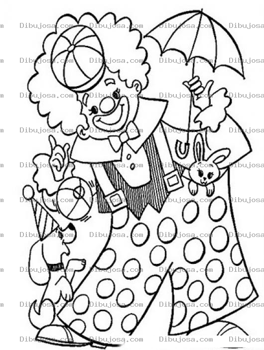Dibujo para colorear Dibujo De Un Payaso Con Perro Y Conejo