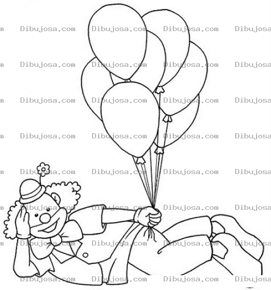 Dibujo para colorear Colorear Payaso Acostado Con Globos