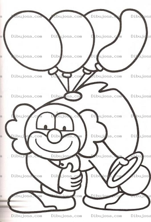Dibujo para colorear Pallaso Con Globos En La Espalda Para Colorear