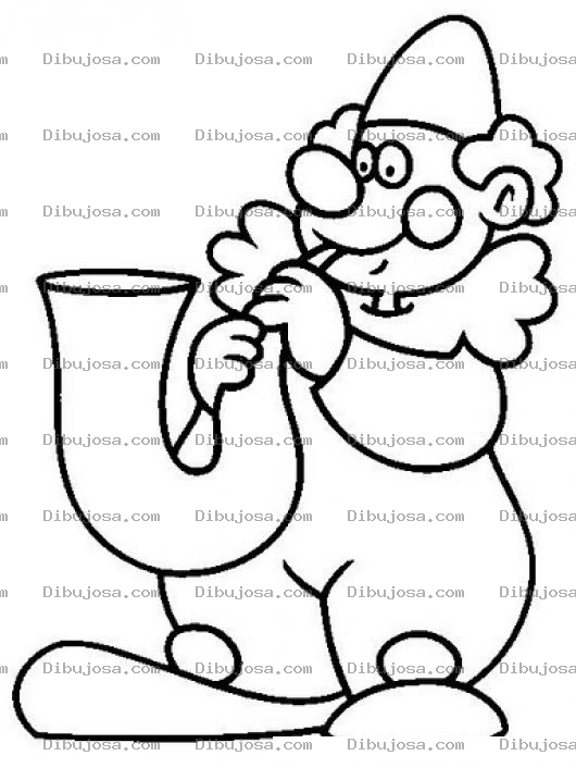 Dibujo para colorear Payaso Con Trompeta Para Colorear