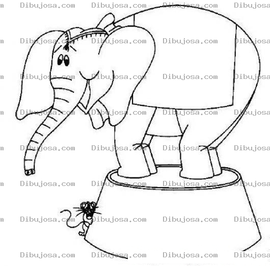Dibujo para colorear Colorear Elefante Y Raton