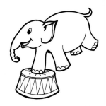 Dibujo para colorear Elefante Parado En Una Pata Para Pintar Y Colorear