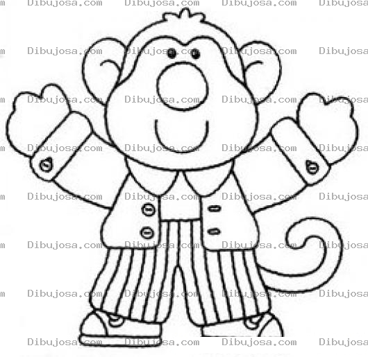 Dibujo para colorear Mono Bien Vestido Para Colorear