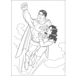 Dibujo para colorear Superman volando con su novia