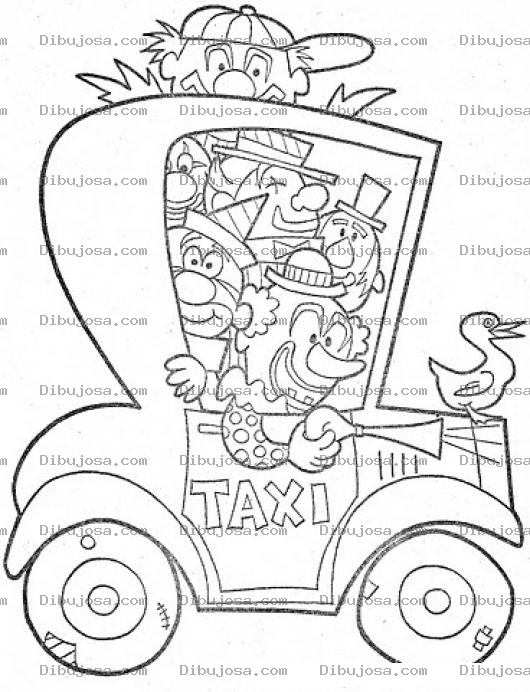 Dibujo para colorear Colorear Taxi De Payasos