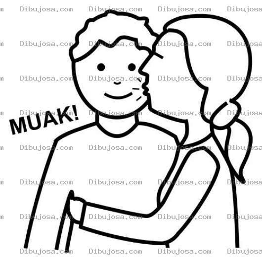 Dibujo para colorear Colorear Beso En La Mejia Beso En El Cachete