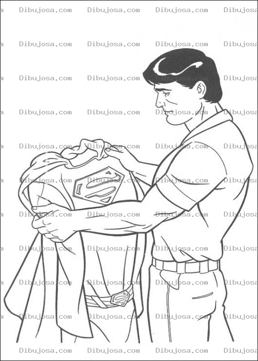 Dibujo para colorear Superman sosteniendo su traje