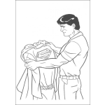 Dibujo para colorear Superman sosteniendo su traje