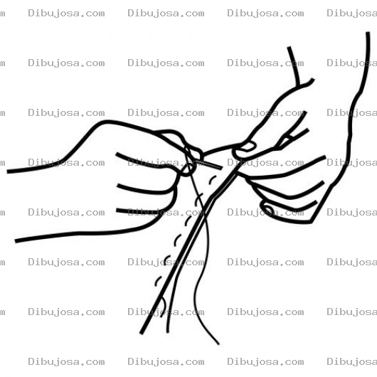Dibujo para colorear Colorear Coseindo A Mano Con Aguja E Hilo