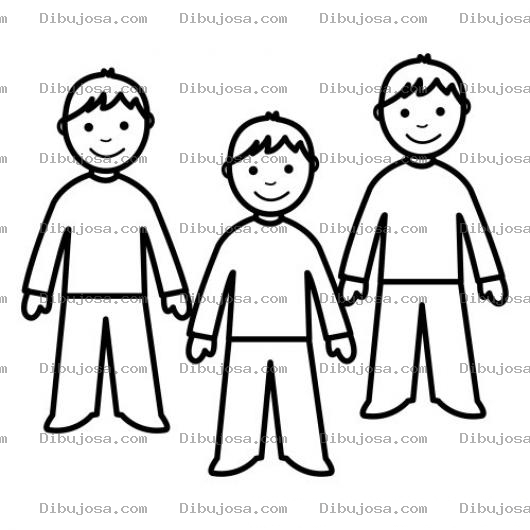 Dibujo para colorear Colorear 3 Muchachos