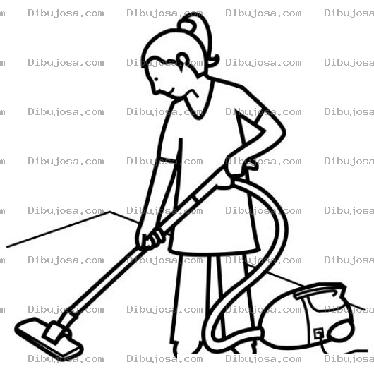 Dibujo para colorear Colorear Mujer Aspirando El Piso