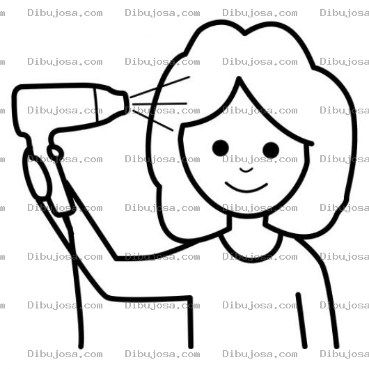 Dibujo para colorear Colorear Mujer Con Secador De Pelo Secandose El Cabello