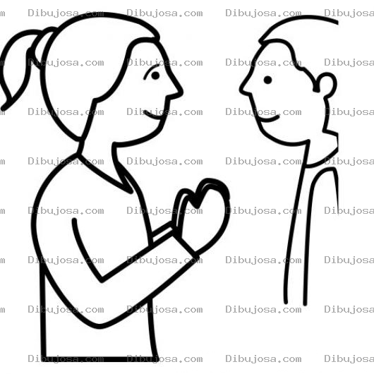 Dibujo para colorear Colorear Mujer Rogando A Un Hombre