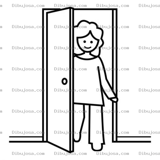 Dibujo para colorear Colorear Mujer Abriendo La Puerta