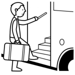 Dibujo para colorear Colorear Estudiante Subiendo Al Bus