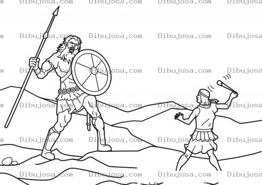 Dibujo para colorear David y Goliat para Colorear