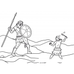 Dibujo para colorear David y Goliat para Colorear