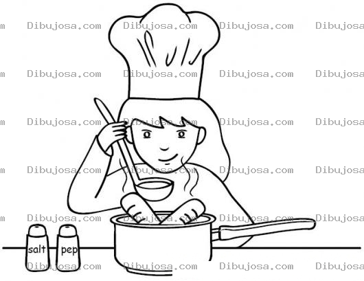 Dibujo para colorear Colorear Mujer Cocinando