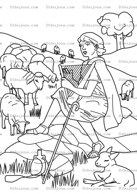 Dibujo para colorear Pintar a David pastoreando a sus ovejas