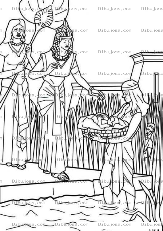 Dibujo para colorear Dibujo de Moises en el rio para colorear