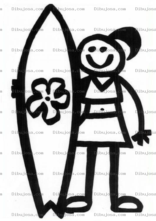 Dibujo para colorear Colorear Chica Con Tabla De Surf