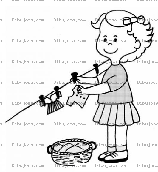 Dibujo para colorear Colorear Nina Jugando A Tender Ropa