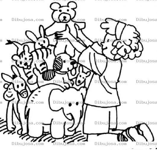 Dibujo para colorear Colorear Chiquilla Ordenando Sus Peluches