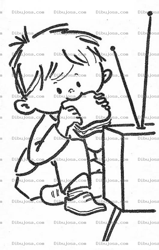 Dibujo para colorear Colorear Patojo Viendo Tele