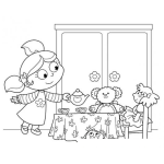 Dibujo para colorear Colorear Nena Jugando A Servir El Te