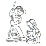 Dibujo para colorear Colorear Hermanos Barriendo El Piso