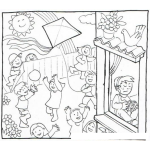 Dibujo para colorear Colorear Ninos Jugando En El Jardin