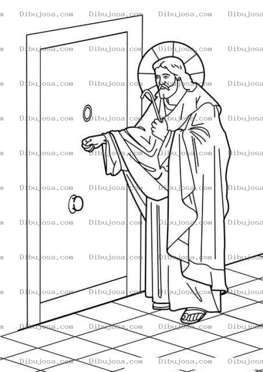 Dibujo para colorear Dibujo de Jesus tocando a la puerta