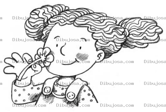 Dibujo para colorear Colorear Muchachita Oliendo Una Flor