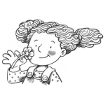 Dibujo para colorear Colorear Muchachita Oliendo Una Flor