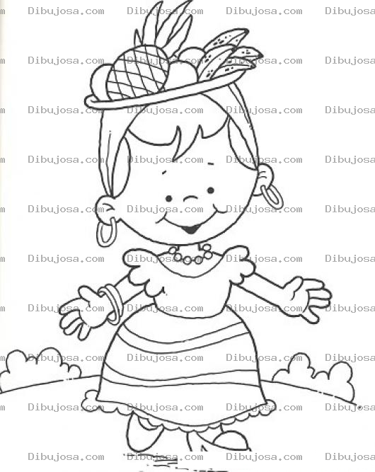 Dibujo para colorear Colorear Nena Colombiana