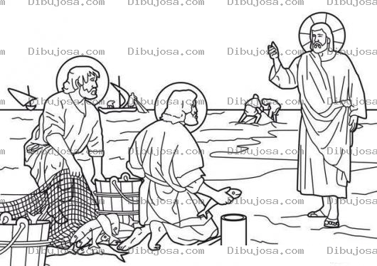 Dibujo para colorear Dibujo de Jesus llamando a Pedro y a Andres para colorear