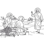 Dibujo para colorear Dibujo de Jesus llamando a Pedro y a Andres para colorear