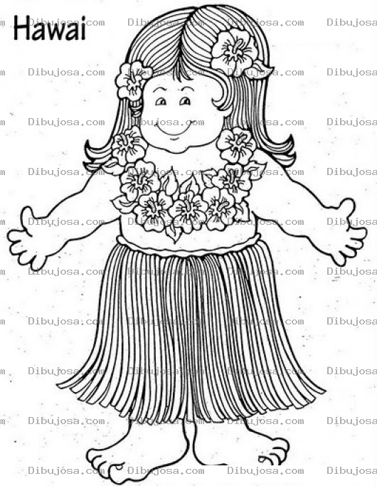 Dibujo para colorear Colorear Chica Hawaiiana