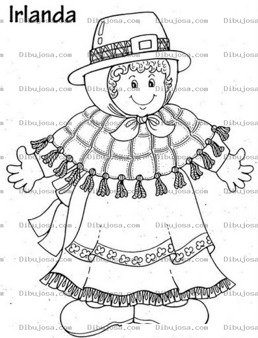 Dibujo para colorear Colorear Chica Irlandesa Con Atuendo De Irlanda