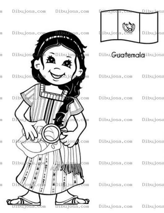 Dibujo para colorear Chica De Guatemala Para Colorear