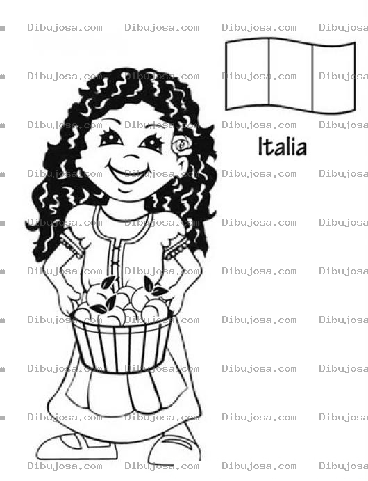 Dibujo para colorear Chica Italiana Para Pintar
