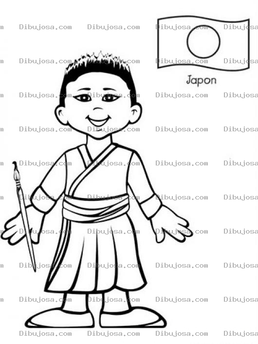 Dibujo para colorear Chico Japones Para Colorear