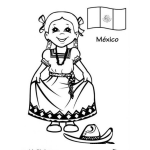 Dibujo para colorear Chica Mexicana Para Colorear