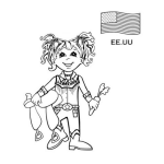 Dibujo para colorear Chica Estadounidense Para Colorear