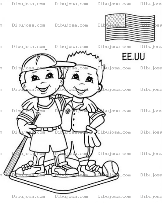 Dibujo para colorear Chicos Estadounidenses Para Colorear